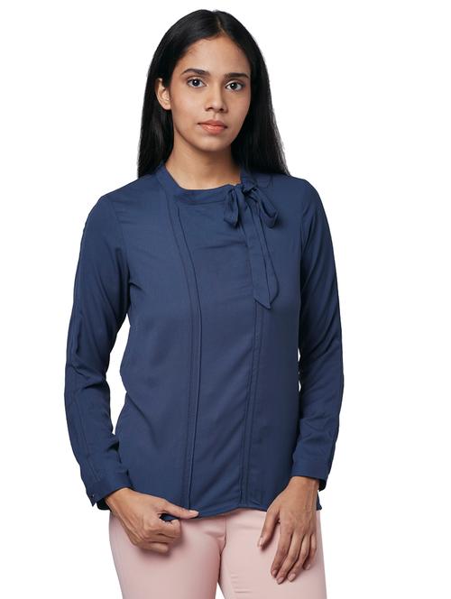 tie up neck solid top - 17759334 - Very Small Image - 1