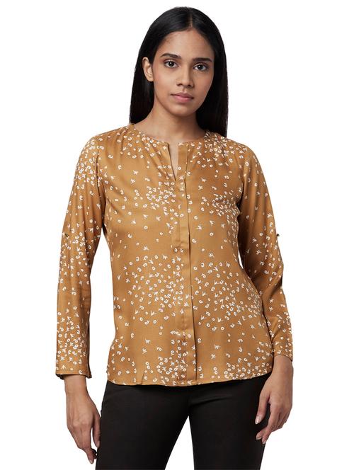 notch neck printed top - 17759346 - Very Small Image - 1