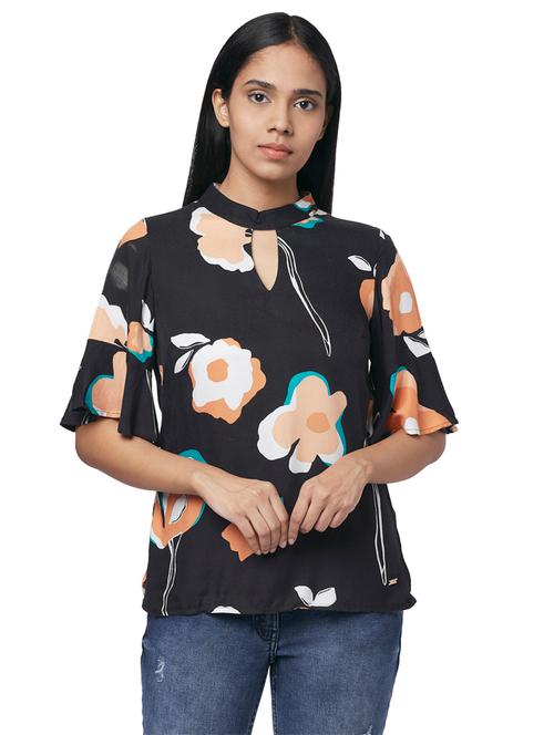 key hole neck floral top - 17759349 - Very Small Image - 1