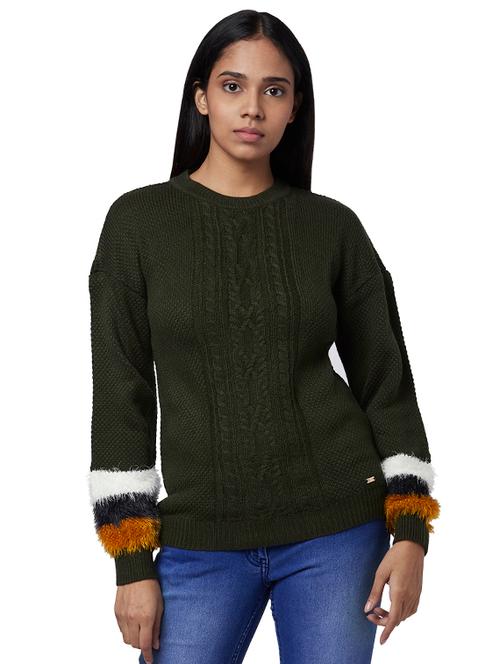 contrast detail textured pullover - 17759682 - Very Small Image - 1
