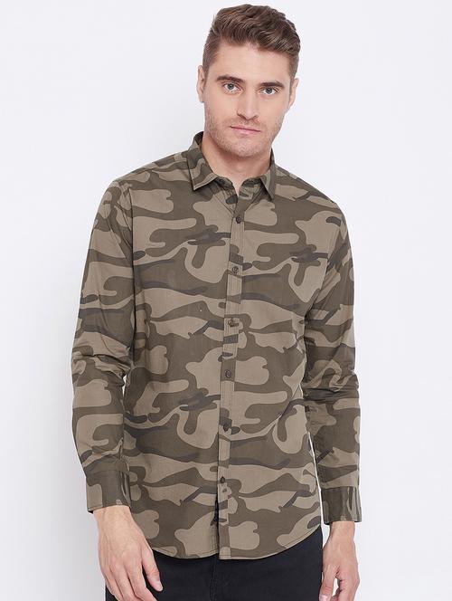 olive green camuflage casual shirt - 17759983 - Very Small Image - 1