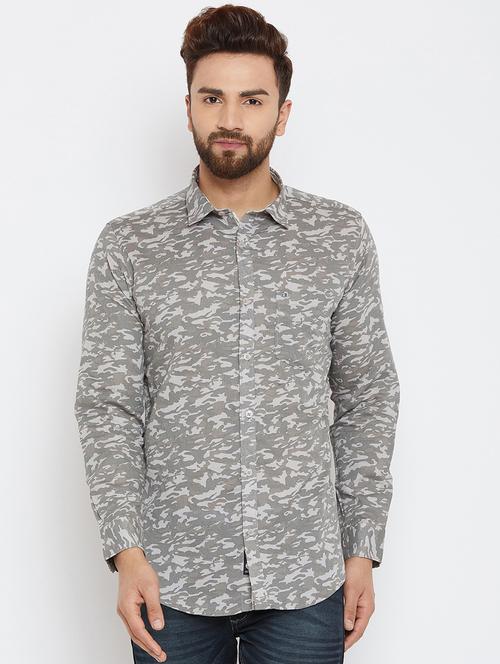 grey camouflage casual shirt - 17759996 - Very Small Image - 1