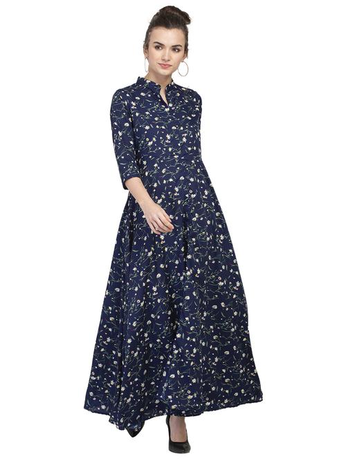 navy blue flared kurta - 17760270 - Very Small Image - 1