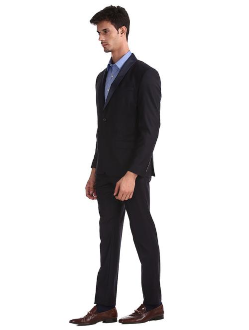 navy blue solid single breasted suit - 17760764 - Very Small Image - 1