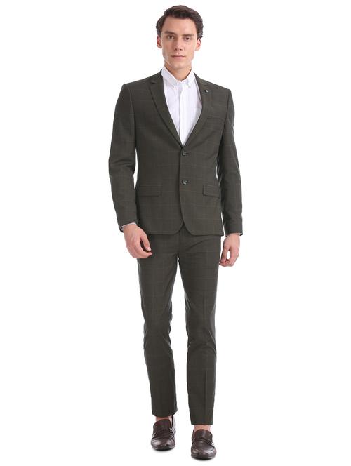 olive green checkered single breasted suit - 17760811 - Very Small Image - 1