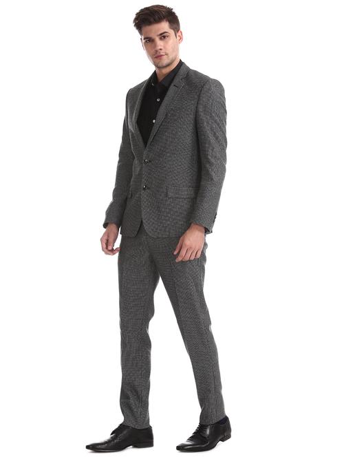 grey self design single breasted suit - 17760821 - Very Small Image - 1