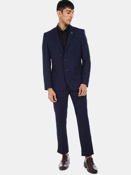 navy blue checkered single breasted suit - 17760828 - Very Small Image - 1