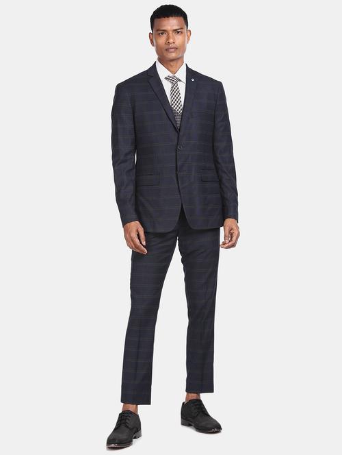 navy blue checkered 3 piece suit - 17760829 - Very Small Image - 1