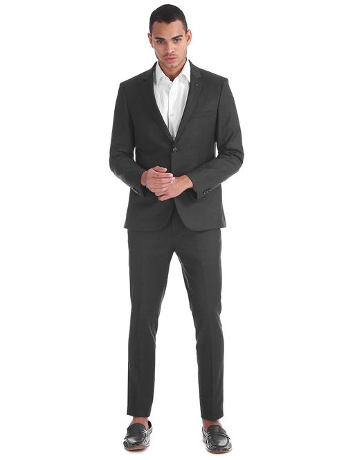 grey solid single breasted suit - 17760836 - Very Small Image - 1