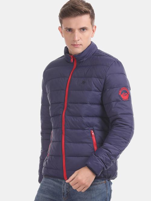 blue solid quilted jacket - 17760895 - Very Small Image - 1