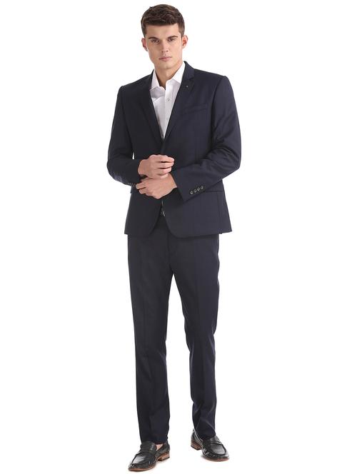 navy blue solid suit - 17760985 - Very Small Image - 1