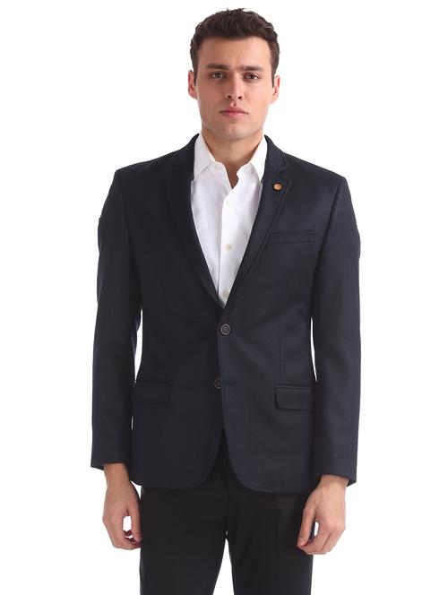 navy blue solid formal blazer - 17761086 - Very Small Image - 1