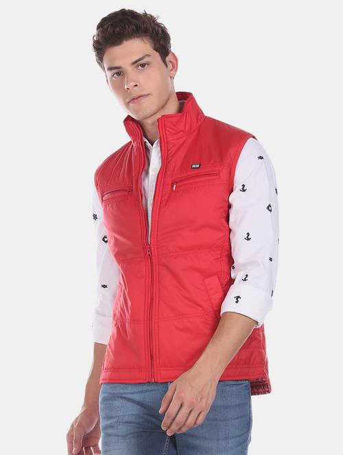 red solid casual jacket - 17761236 - Very Small Image - 1