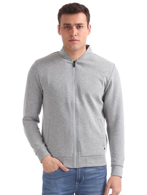grey solid bomber jacket - 17761246 - Very Small Image - 1