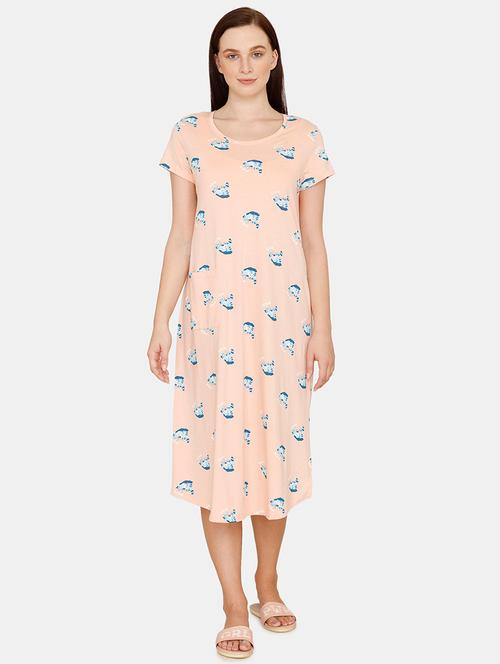 orange printed sleepshirts & nighty - 17761539 - Very Small Image - 1