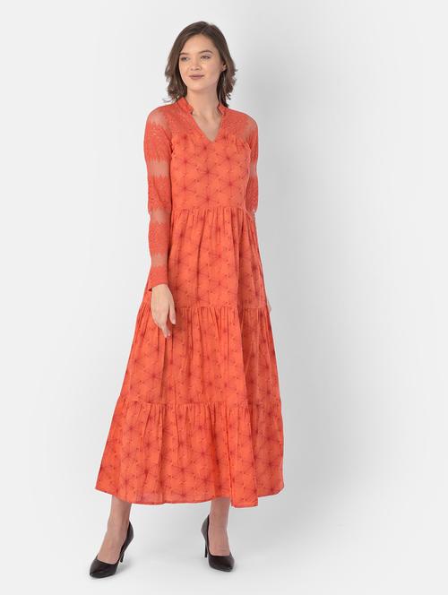 mandarin neck printed maxi dress - 17761715 - Very Small Image - 1