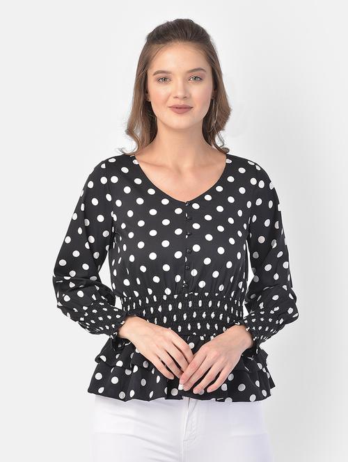 v-neck polka dot top - 17761734 - Very Small Image - 1