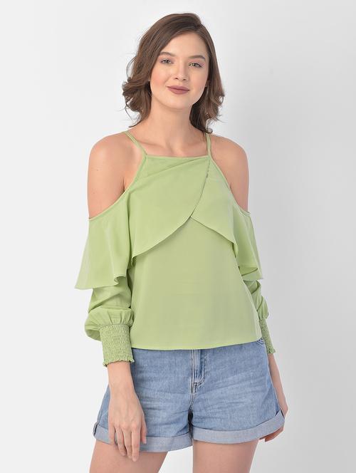 cold shoulder solid top - 17761740 - Very Small Image - 1