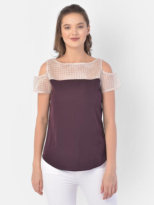 cold shoulder solid top - 17761753 - Very Small Image - 1