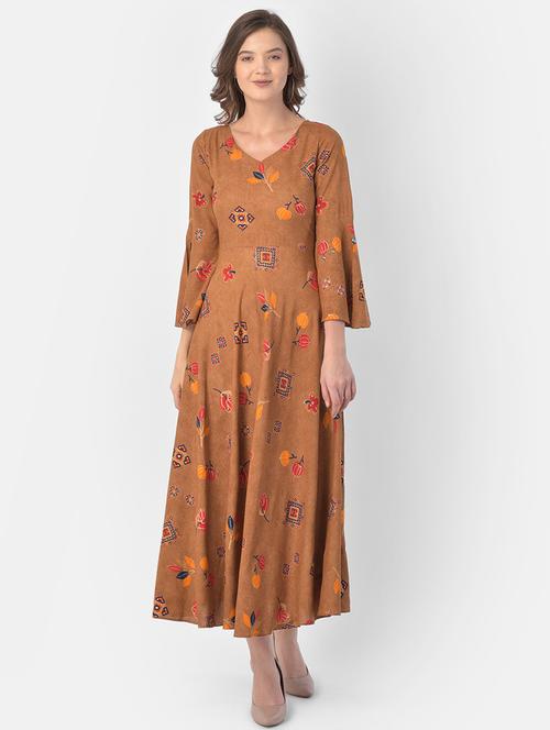 floral flared ethnic dress - 17762113 - Very Small Image - 1