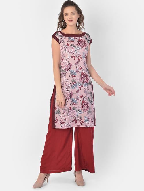floral printed straight kurta - 17762165 - Very Small Image - 1