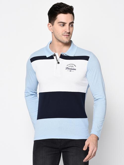 light blue color block polo t-shirt - 17762449 - Very Small Image - 1