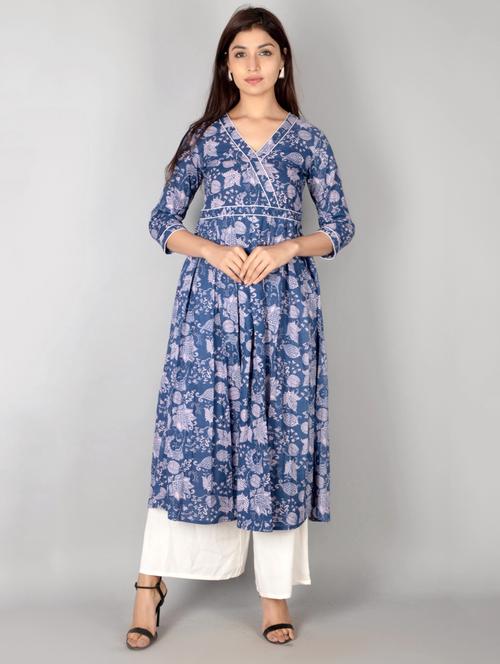 printed flared kurta - 17763781 - Very Small Image - 1