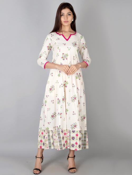 floral printed flared kurta - 17763801 - Very Small Image - 1