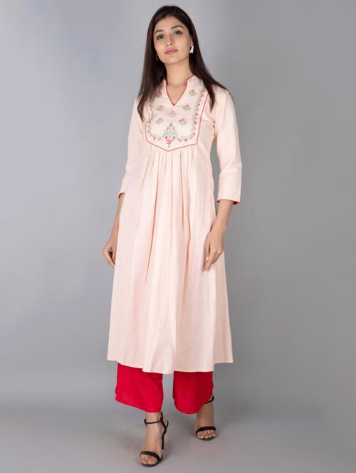 embroidered a-line kurta - 17763809 - Very Small Image - 1