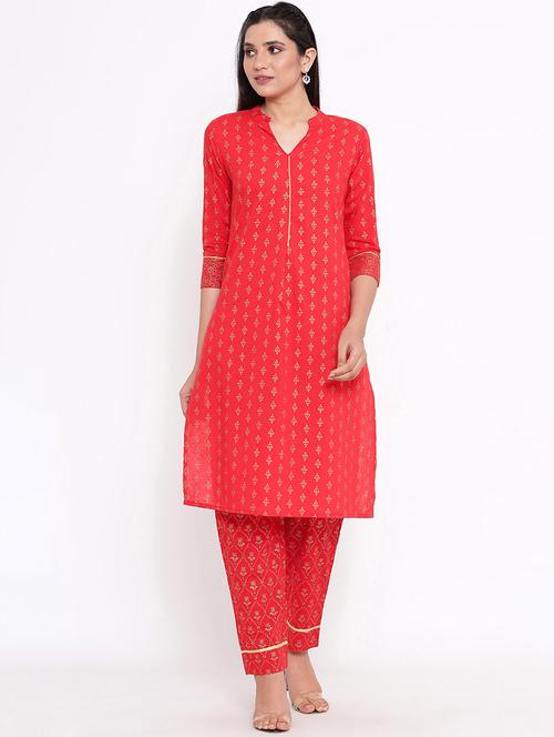 foil print straight kurta - 17763818 - Very Small Image - 1