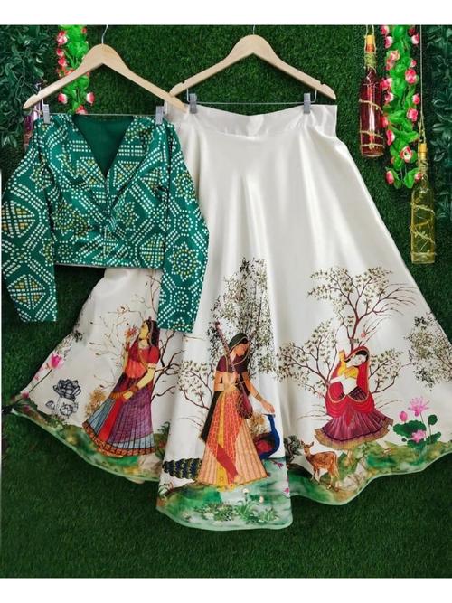 semi stitch silk skirt crop top - 17763940 - Very Small Image - 1