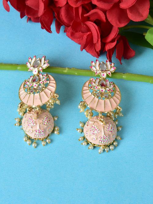 ethonica classic enamelled jhumki earring for women pearl zinc jhumki earring - 17763968 - Very Small Image - 1