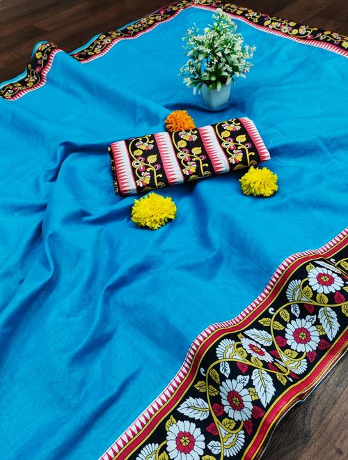 sarees :- chanderi cotton sarees blouse - 17764814 - Very Small Image - 1