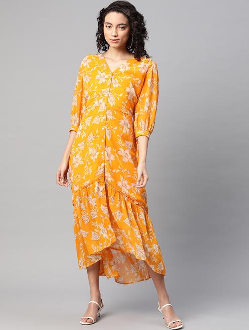 v-neck floral a-line dress - 17764857 - Very Small Image - 1
