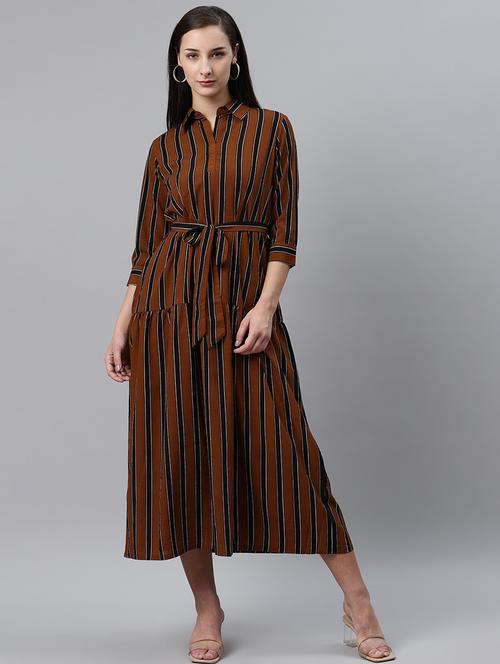 tie front striped a-line dress - 17764928 - Very Small Image - 1