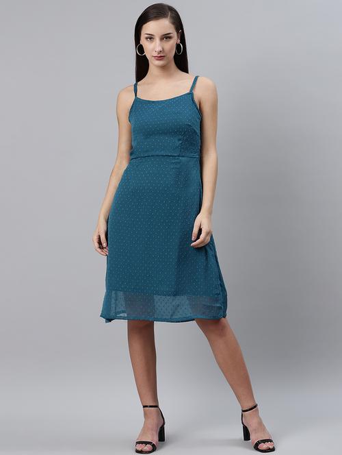 cami neck dobby a-line dress - 17764955 - Very Small Image - 1
