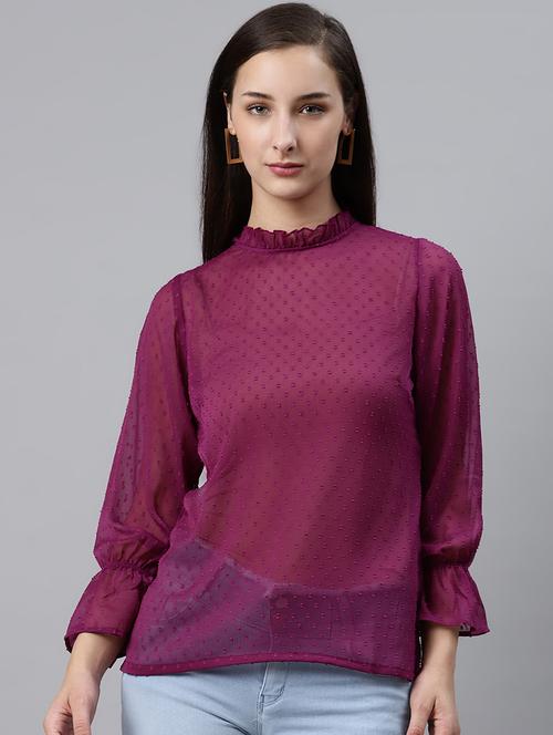 frill detail dobby top - 17765028 - Very Small Image - 1