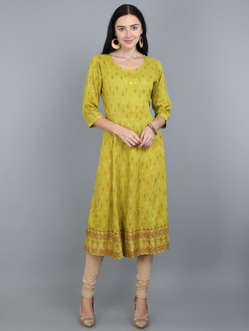 foil printed anarkali kurta - 17765190 - Very Small Image - 1