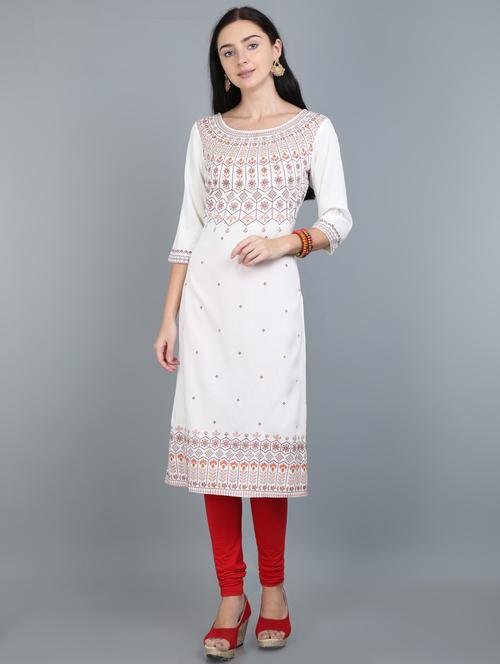 gold printed straight kurta - 17765193 - Very Small Image - 1