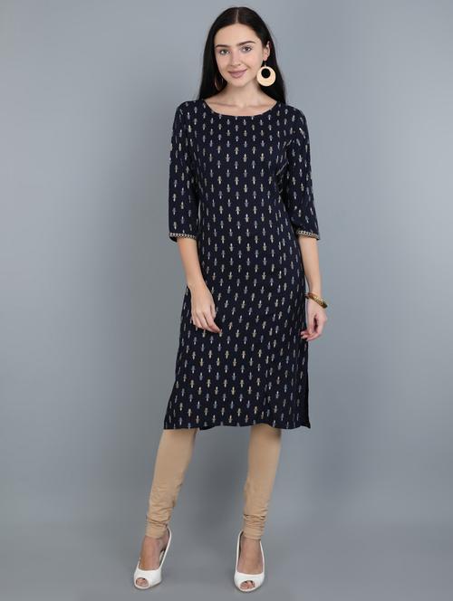 foil printed straight kurta - 17765211 - Very Small Image - 1