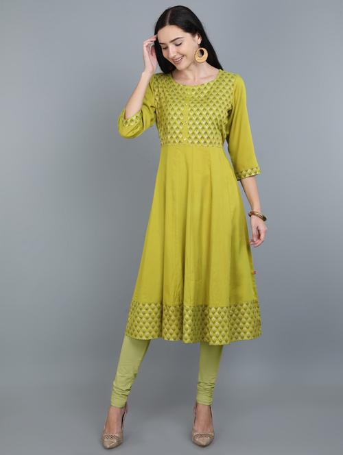 foil printed anarkali kurta - 17765215 - Very Small Image - 1