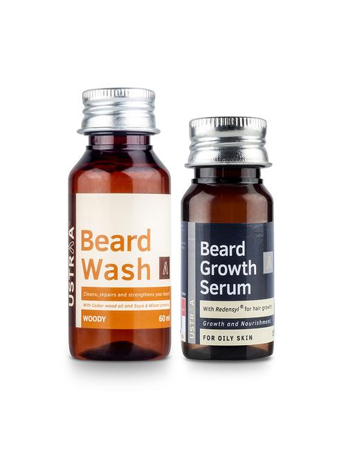 ustraa beard growth serum - 35ml and ustraa beard wash woody - 60ml - 17765321 - Very Small Image - 1