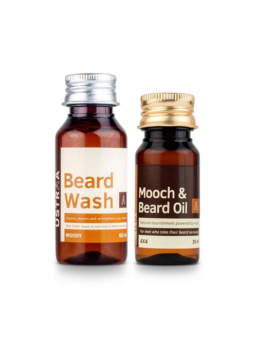 ustraa beard oil 4x4 (35ml) and ustraa beard wash woody - 60ml - 17765323 - Very Small Image - 1