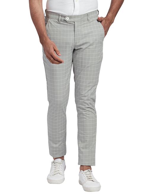 grey checkered flat front casual trouser - 17765814 - Very Small Image - 1