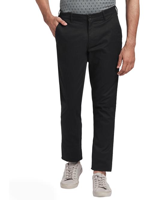 black solid flat front casual trouser - 17765859 - Very Small Image - 1