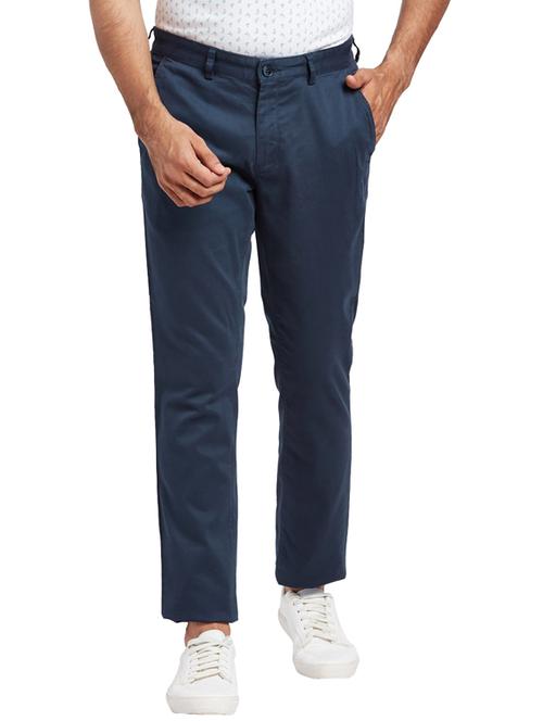 navy blue solid flat front formal trouser - 17765873 - Very Small Image - 1