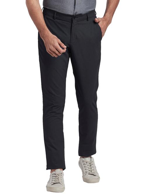 black textured flat front casual trouser - 17765899 - Very Small Image - 1