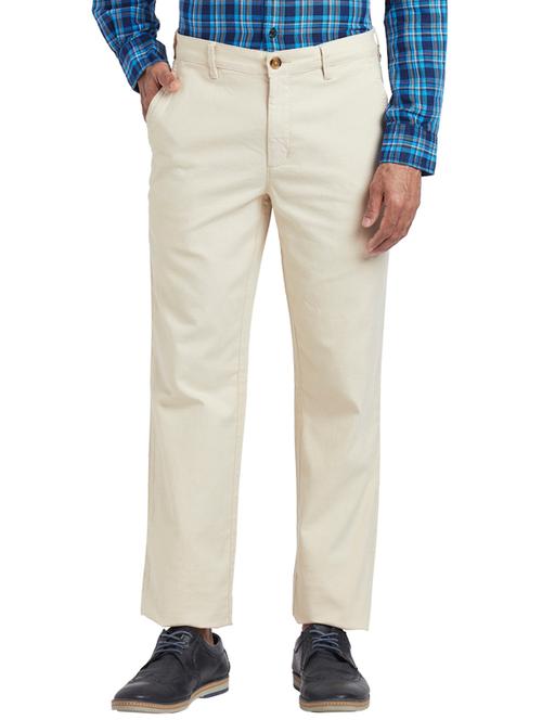 white solid flat front casual trouser - 17765914 - Very Small Image - 1
