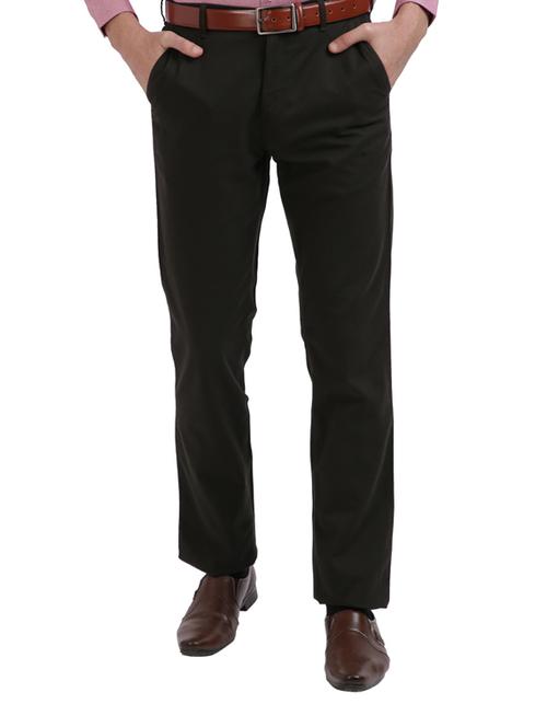 black solid flat front casual trouser - 17765919 - Very Small Image - 1