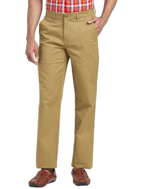 beige textured flat front casual trouser - 17765922 - Very Small Image - 1